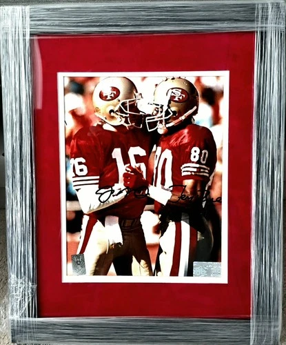 🔥 Joe Montana & Jerry Rice Signed & framed 8x10 w/ COA