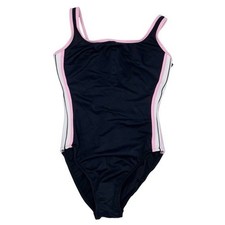 Vintage 90s Miraclesuit One Piece Swimsuit Size 10 D Cup Side Stripe Black NWT