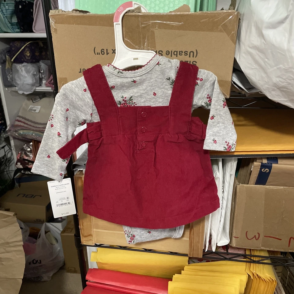 Vestido Mono Floral Carter's Just One You® Bebé Niñas 2 Piezas - Rojo - Recién Nacido Foto 3 de 4