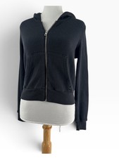 Aritzia TNA waffle zip hoodie black casual lounge comfort sz sm