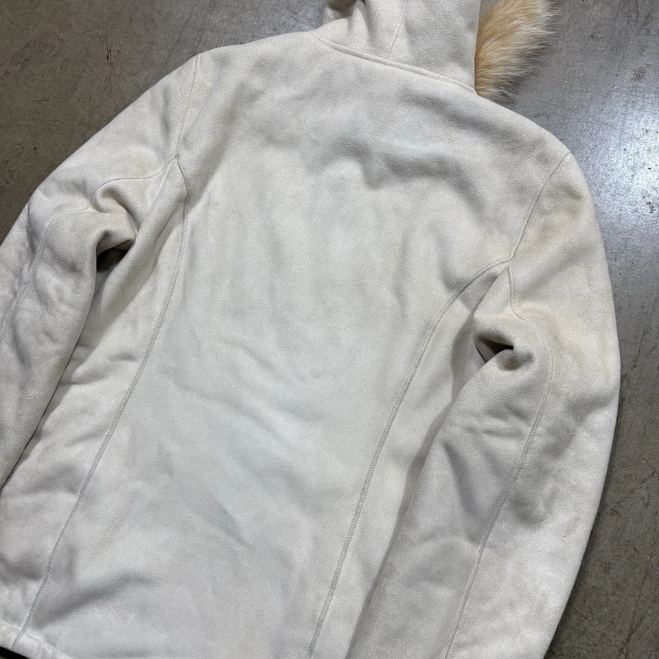 Chaqueta de cuero sintético Siena Studio para mujer mediana capucha de piel de zorro cremallera completa vintage años 90 Foto 4 de 4