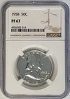 1958 Franklin Half Dollar Proof 50c:  (1 Coin) - NGC PF 67 - Excellent Coin
