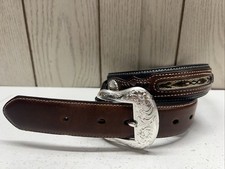 Nocona Western Belt Men  s Top Hand Southwest Laced Conchos Black Brown N2475701