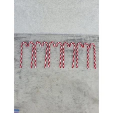 10pc Red White Striped Candy Cane Christmas Holiday Decor Ornaments
