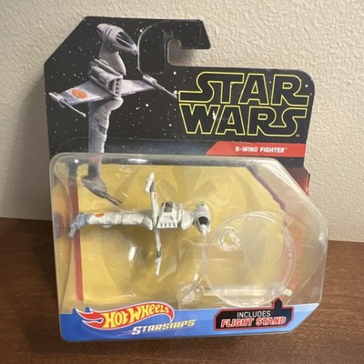 Hot Wheels Star Wars Starships B-Wing Fighter Die-Cast Starship w/ Stand. New