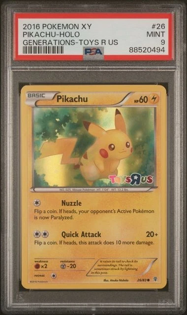2016 Pokemon Pikachu Holo 26 Toys-R-Us Generations XY PSA 9 Low Pop