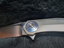 Custom Skiff Made Blades Culprit Knife #91; Hand Rubbed CTS-XHP; Blue Anodized