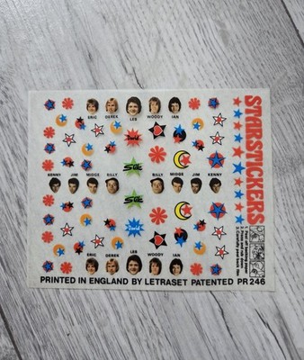 Vintage 70er Jahre Letraset Stern Aufkleber - Bay City Rollers & Slik - unbenutzter Bogen