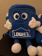 Lowe's Big Blue Plush Kids Backpack Small Blue/White Zip Adjustable Straps
