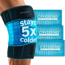 Cryogrid Knee Ice Pack Wrap - Reusable Cold Therapy Knee Ice Brace for Pain R...