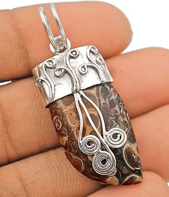 Natural Turtella Jasper - USA 925 Solid Sterling Silver Pendant Jewelry
