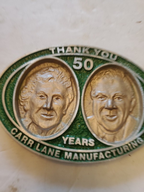 Rare Carr Lane Mfg Metal Desk Dish 50 Years Advertising Plaque