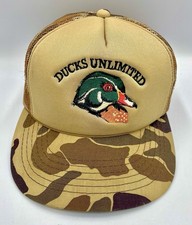 Vintage Ducks Unlimited Hat YoungAn Snapback Trucker Cap Camo Hunting Drake Wood