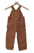 Carhartt Bib Canvas Overalls Brown Tan 100 Cotton Double Knee Size 4T Kids