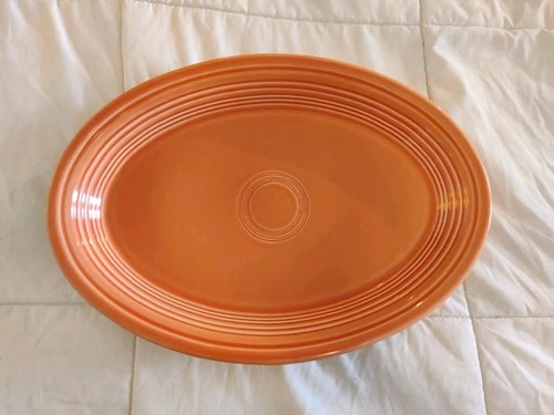 Homer Laughlin Fiestaware Oval Platter Persimmon Red Orange 13.5 x 9.5 Retired