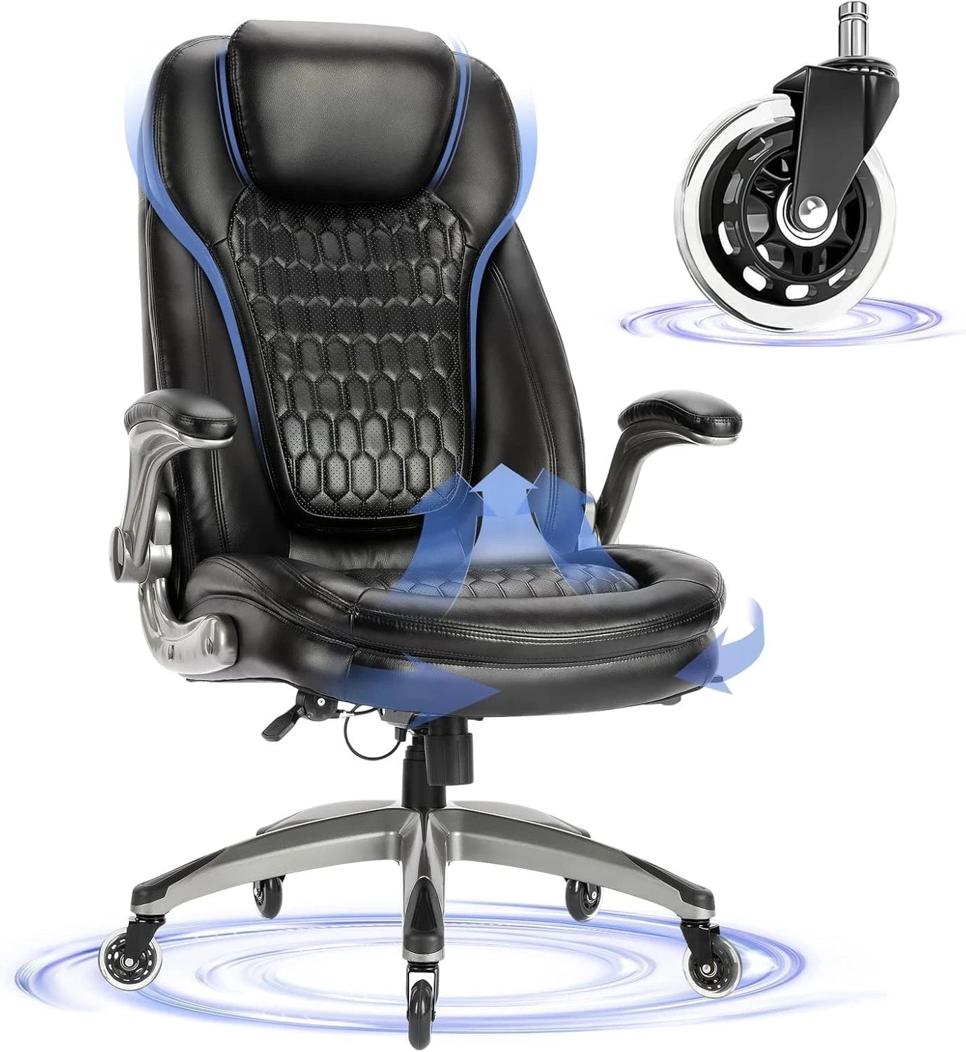 Serta Big & Tall Office Chair, Bonded Leather, Black