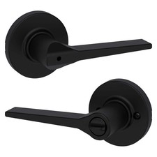 Kwikset Hollis Round Rose Matte Black Privacy Bed/Bath Door Handle