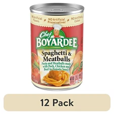 (12 pack) Chef Boyardee Spaghetti and Meatballs, Microwave Pasta, 14.5 oz each