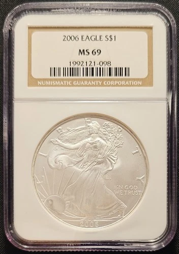 2006 $1 American Silver Eagle ☆ NGC MS69 Brown Label ☆ Free Shipping