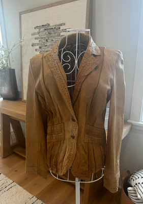 Cole Haan Collection Women's Sz 10 100% Soft Lambskin Brown/Camel Leather Jacket