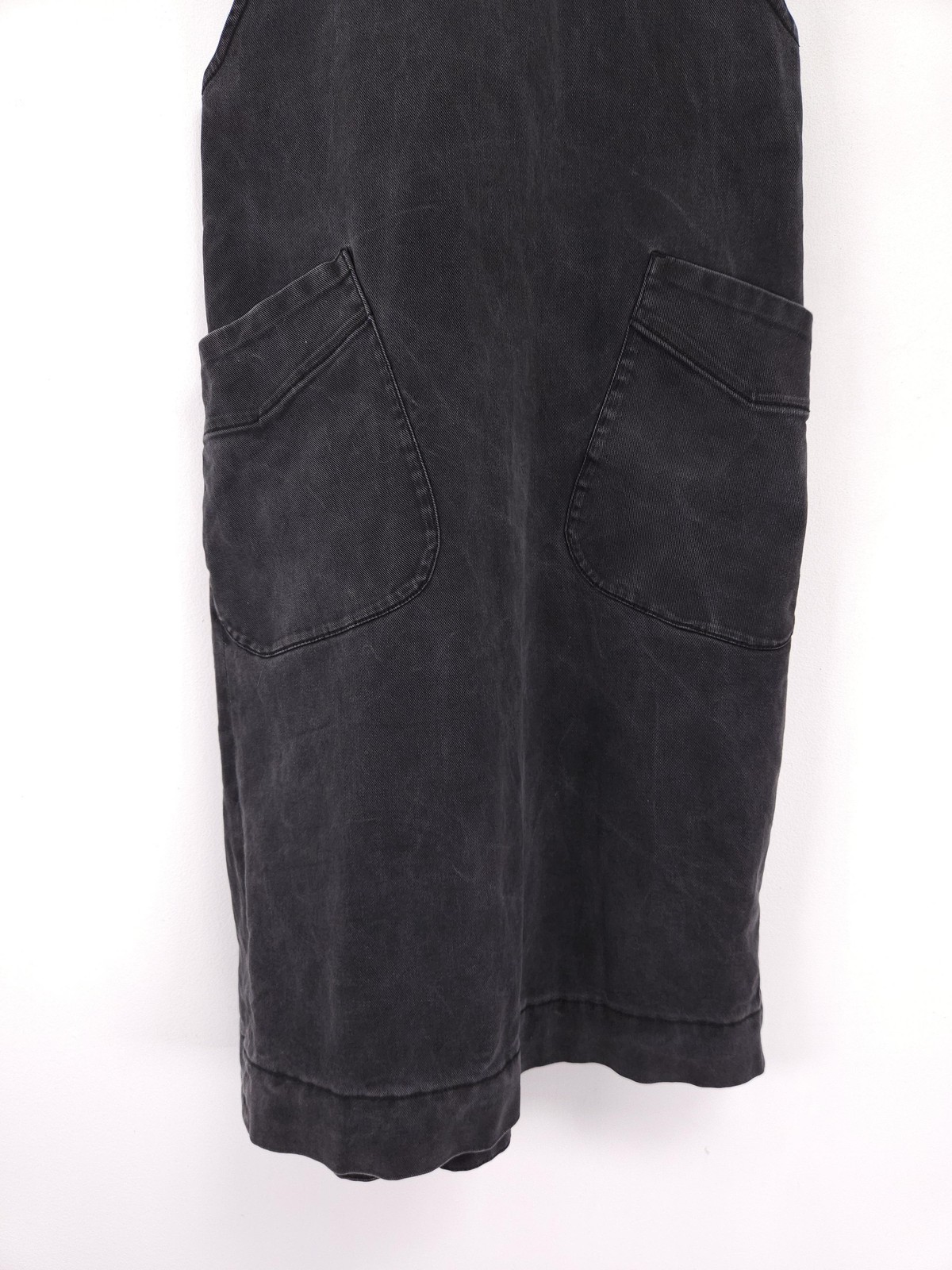 Toast OAS Dress Size 12 Charcoal Grey Denim Pinafore Midi Square Neck Pockets image 4