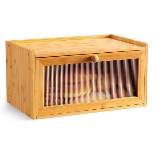 Farmhouse Bread Box for Kitchen Countertop, Modern Bamboo Large Bread Storage... - Picture 1 of 7