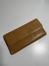 Vintage Leather Clutch Threefold Wallet Checkbook Card ID Tan Soft Leather