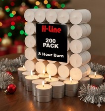 200 Tea Night Lights Candles 8 HOUR LONG BURN Unscented Tealights Nightlight 8HR