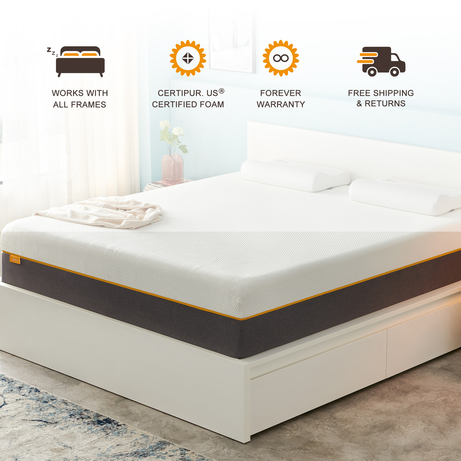 10 Inch Full Size Gel Memory Foam Mattress With CertiPURUS Bed