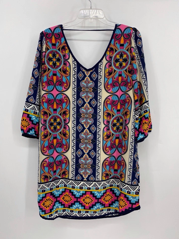 "Ropa Pink Owl, vestido floral multicolor, talla grande nueva con etiquetas manga 3/4""" Foto 2 de 4