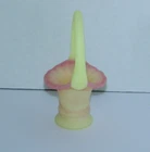 Fenton #37 Mini Miniature Burmese Satin Basket Yellow Pink Uranium NFGS GLOWS