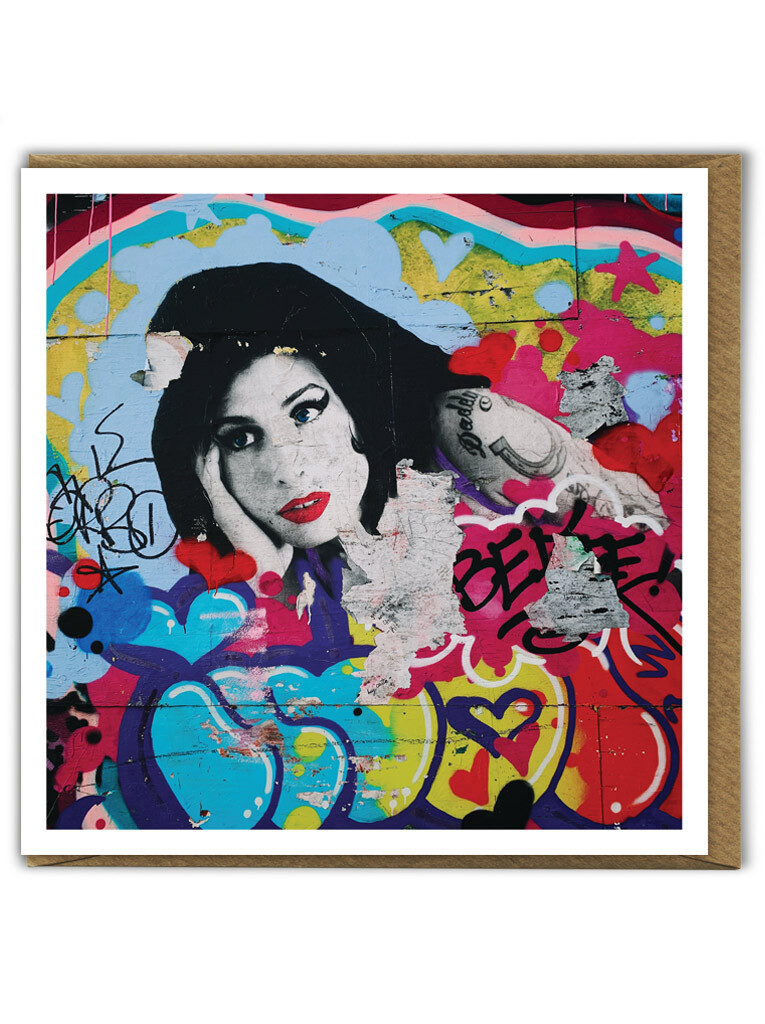 Street Art Graffiti Mural 'Amy Winehouse' Blank Birthday Greeting Card