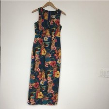 Vintage Hilo Hattie Womens Hula Hawaii Floral Sleeveless Cotton Dress Size 8 EUC