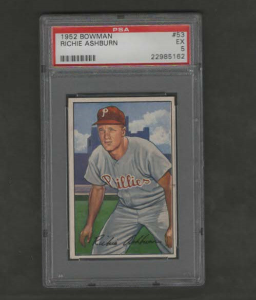 1952 Bowman Baseball Richie Ashburn # 53  PSA 5 Excellent