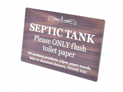 Sign for Toilet, Bathroom, W.C, Septic Tank - Walnut Effect Self Adhesive - Picture 1 of 5
