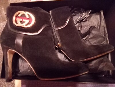 Authentic Gucci Black Suede Booties-7.5