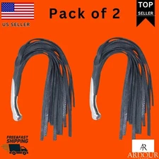 Genuine Cow Hide Leather Flogger 25Tails Heavy Duty Steel Handle 2Pack
