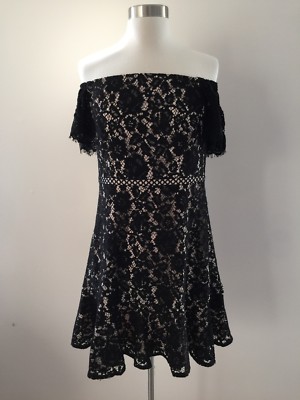 NWT J Crew OFF-THE-SHOULDER LACE DRESS 10P $228 Black H3185 Black Lace Dress  | eBay