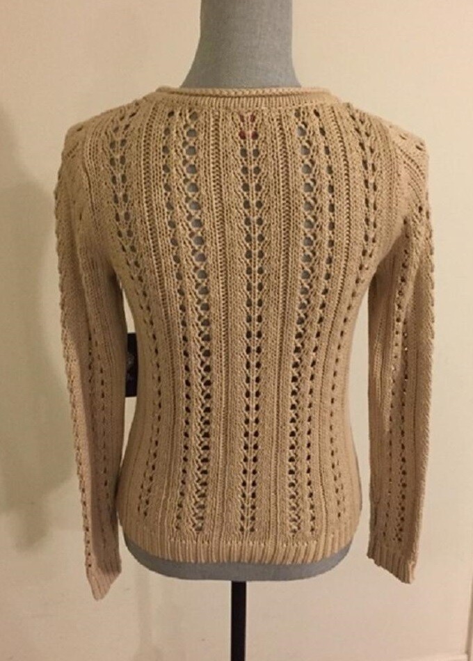Vince Camuto Tiramisu Open Cable Knit Tiramisu/Tan Sweater (  X-SMALL  ) NWT $99 image 4