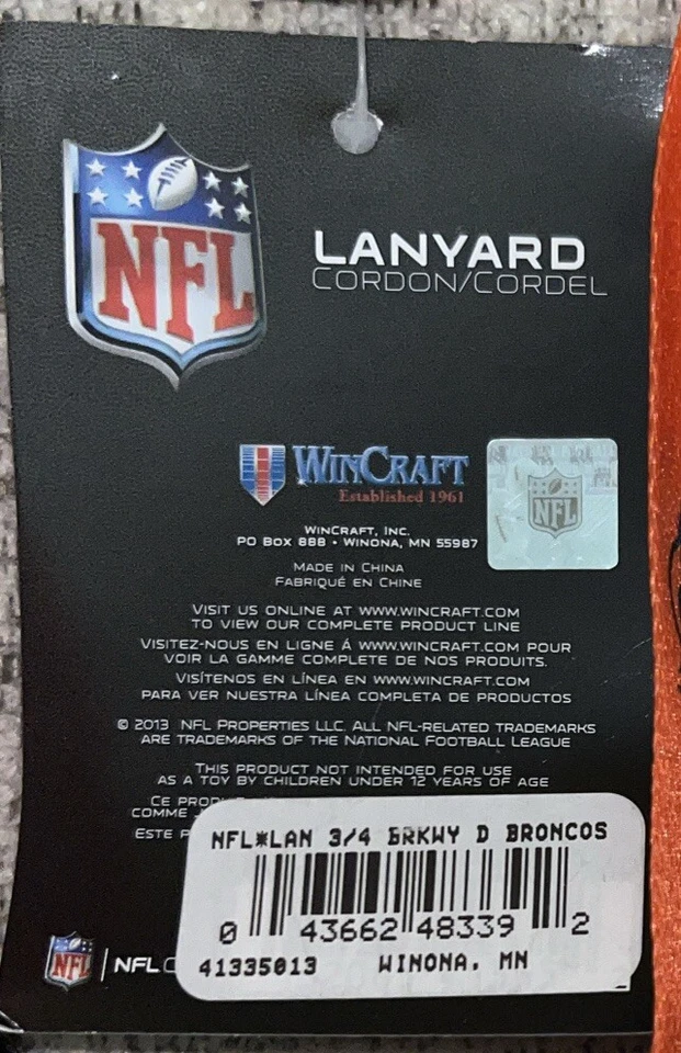 2 Pack Officially Licensed NFL Denver Broncos Logo Key Holder Orange Lanyard 22" - Image 4 of 4