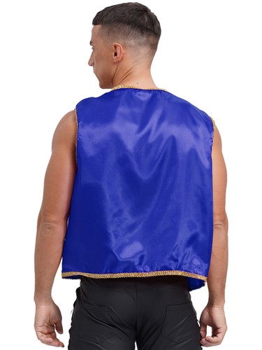 AU Mens Satin Vest Open Front Waistcoat Arabian Prince Cosplay Costume Halloween - Picture 33 of 56