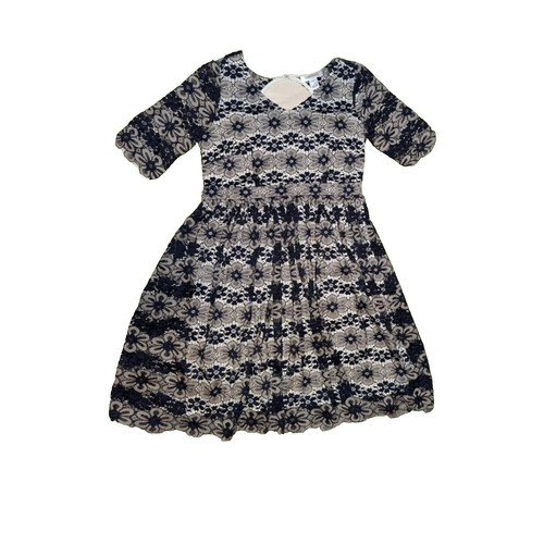 Candalite Women's Blue Dress Short Sleeve Lace Overlay Floral Flare Mini  Size PL | eBay