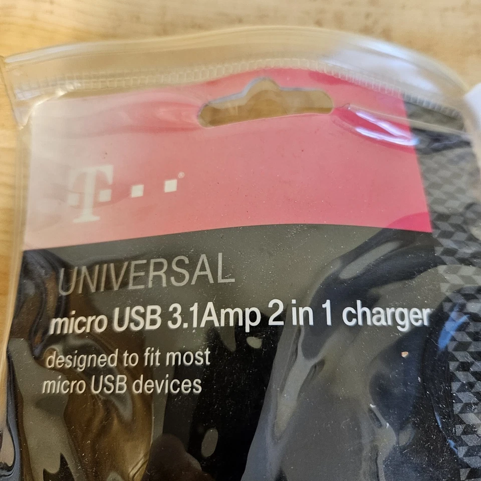 Carregador de carro T-Mobile original (3,1 ampères) para dispositivos micro USB universais novo em folha - Imagem 3 de 4