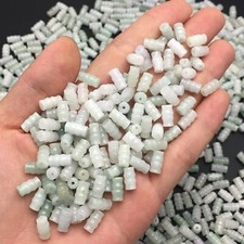 100PCS Natural Grade A Jade Jadeite Bamboo Festival Tube Bead Loose Bead 5 9mm