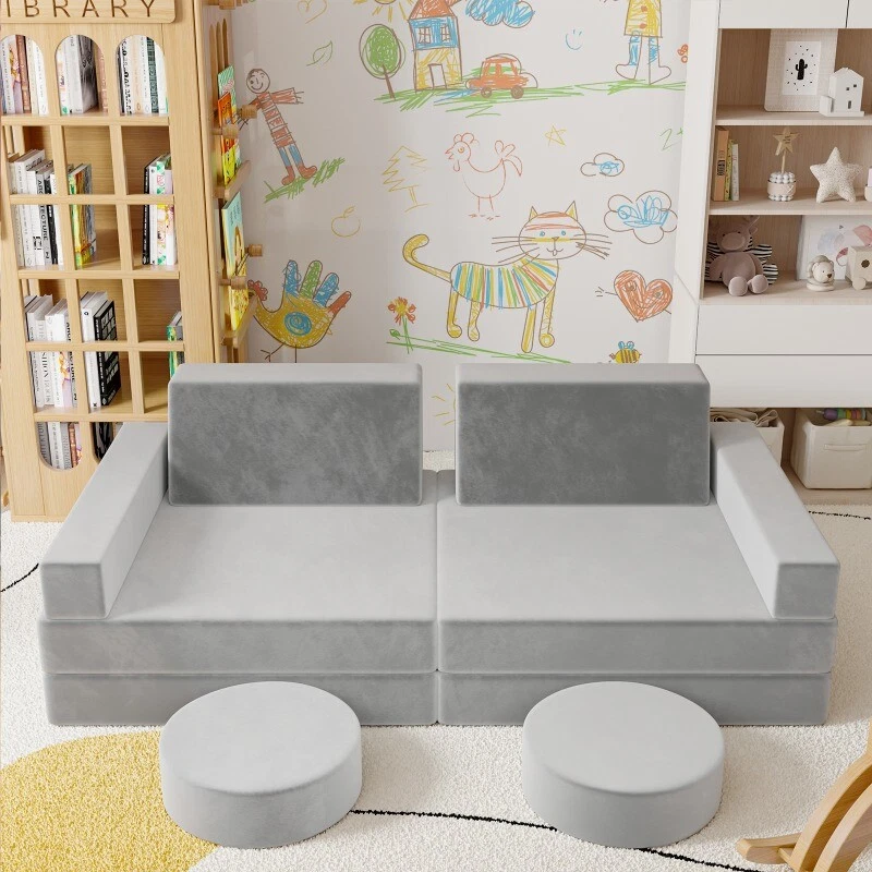 Sofá modular para niños de 10 piezas sofá para sala de juegos, sofá interior para niños pequeños Foto 3 de 4