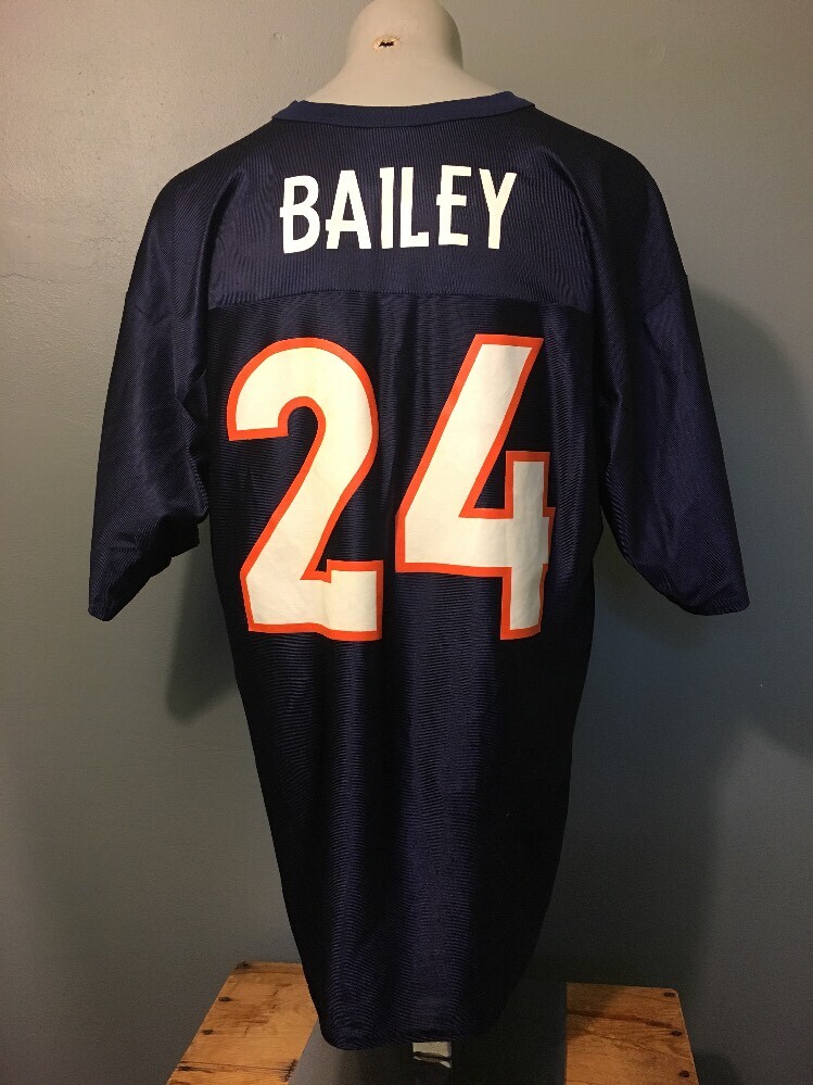 Vtg 90s Retro Champ Bailey #24 Denver Broncos Home Blue Jersey