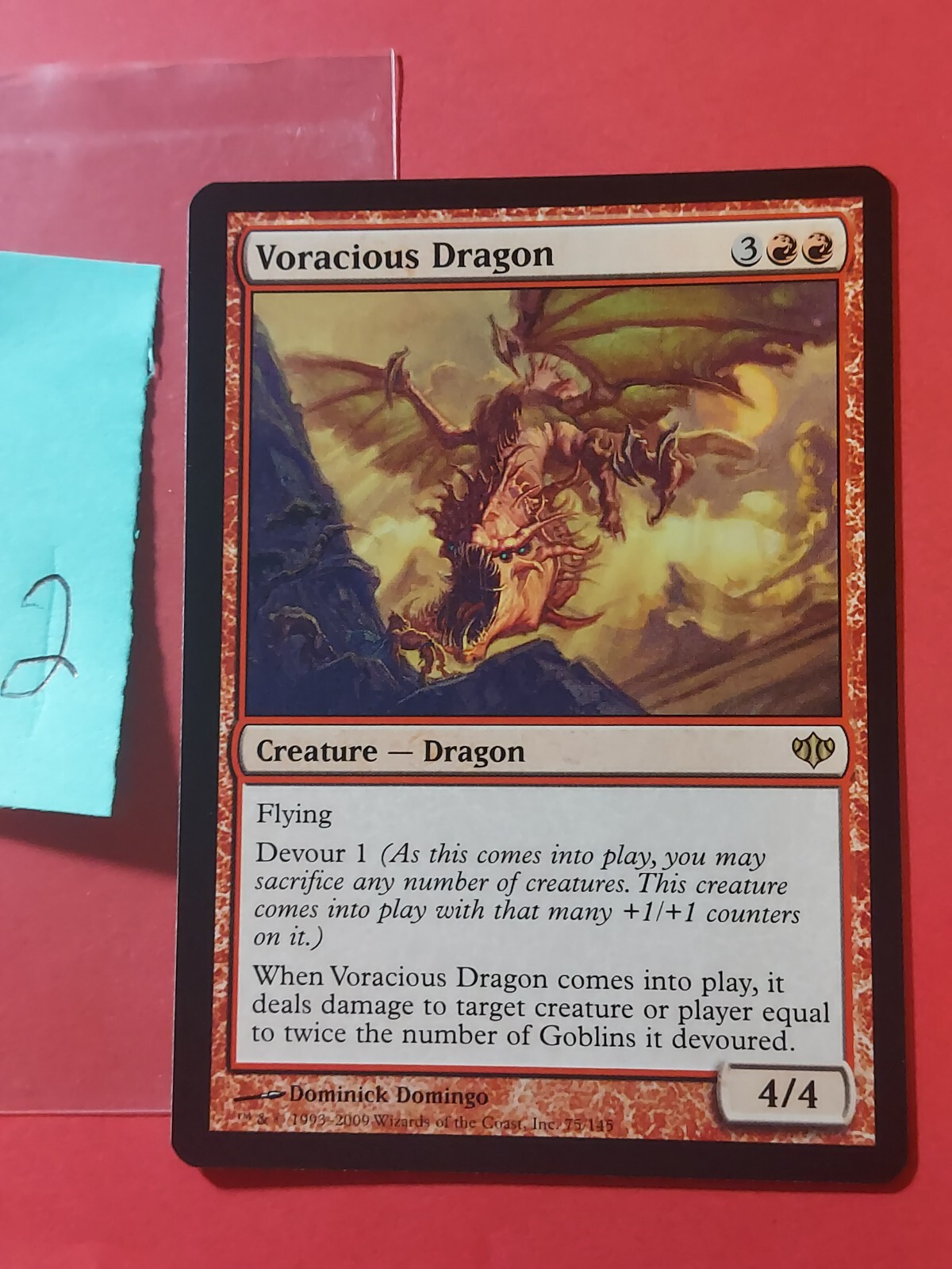 2009 Magic The Gathering Conflux #75 Voracious Dragon, Rare, Red, NF, cd2