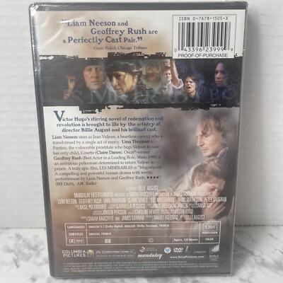 Les Miserables 1998 Liam Neeson, Geoffrey Rush, Uma Thurman DVD