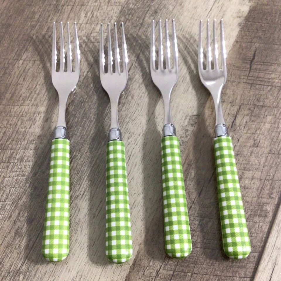 Cubiertos horquilla mango de guinga verde 4 piezas SR INOX 18/10 acero inoxidable hecho en Italia Foto 2 de 4