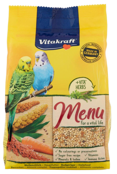 500g VITAKRAFT MENU BUDGIE  SEED FOOD WITH VITAMINS & HERBS MINERALS